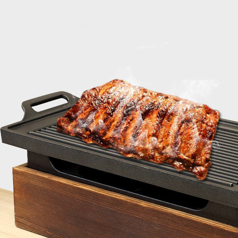 Wooden Seat Korean Style Grill Pan
