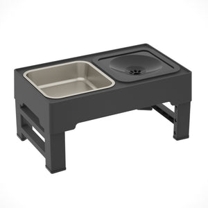 Dog Double Bowls Stainless Stand Adjustable Height Pets