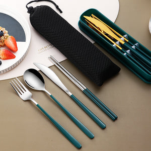 Fork Spoon Portable Cutlery Sets With Case