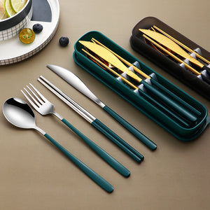 Fork Spoon Portable Cutlery Sets With Case